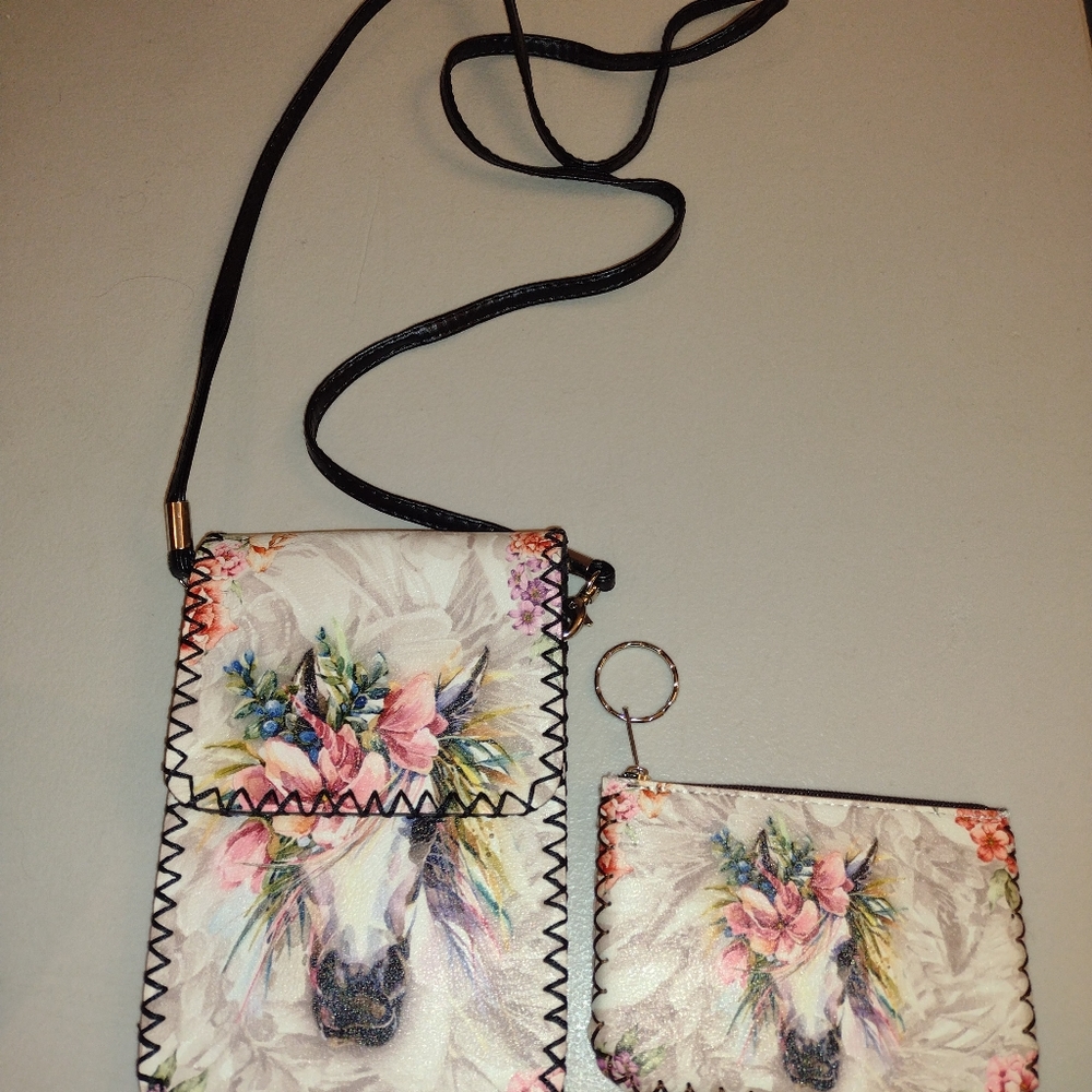 Ole Crossbody Wallet Unicorn with matching coin purse